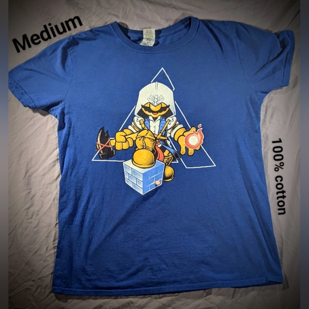 Nintendo Wario Blue Graphic T-shirt Sz Medium